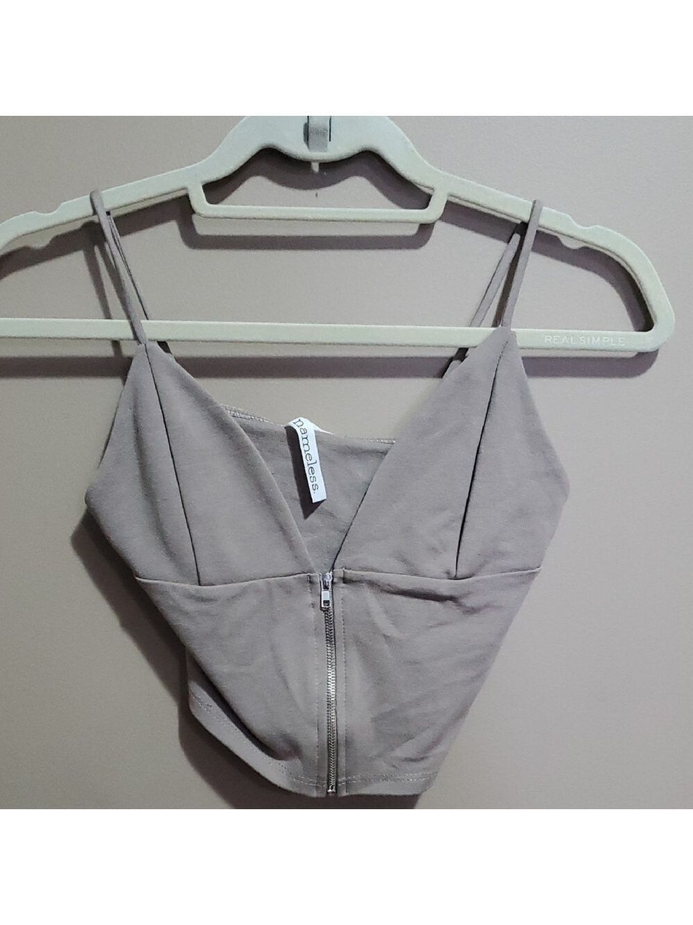 Nameless Taupe Zip-Up Crop Top Size Medium